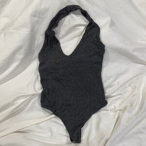 La Hearts Charcoal Gray Bodysuit